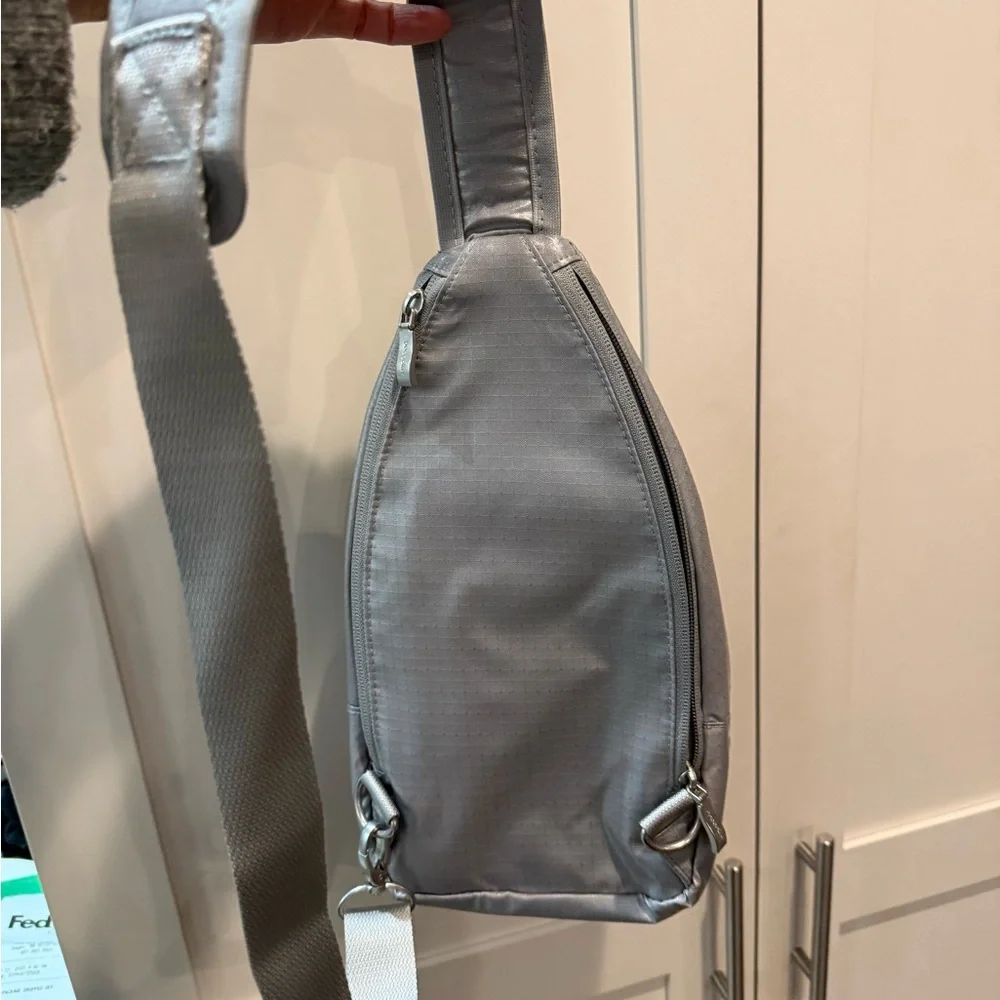 Baggallini Sleek Silver Sling Backpack